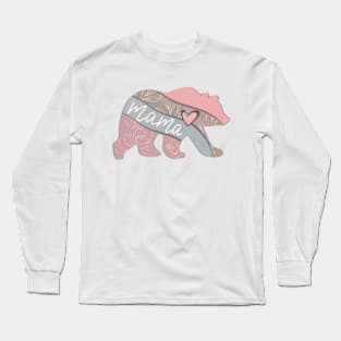 Mama Bear Boho Floral Long Sleeve T-Shirt